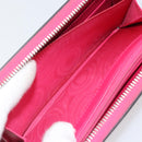 GUCCI GUCC Logo Zip Around Wallet Leather Pink Silver 524966 Auth 169937-18