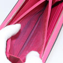 GUCCI GUCC Logo Zip Around Wallet Leather Pink Silver 524966 Auth 169937-11