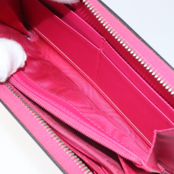 GUCCI GUCC Logo Zip Around Wallet Leather Pink Silver 524966 Auth 169937