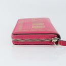 GUCCI GUCC Logo Zip Around Wallet Leather Pink Silver 524966 Auth 169937-4