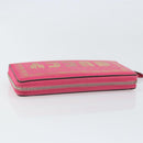 GUCCI GUCC Logo Zip Around Wallet Leather Pink Silver 524966 Auth 169937-5