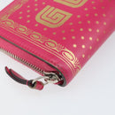 GUCCI GUCC Logo Zip Around Wallet Leather Pink Silver 524966 Auth 169937-14