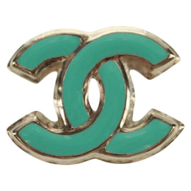 CHANEL COCO Mark Brooch metal Turquoise Blue CC Auth 169942V - 0
