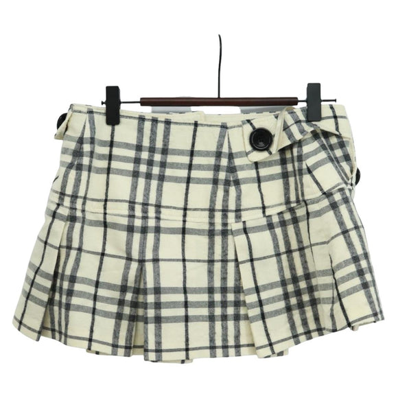 BURBERRY Nova Check Blue Label skirt Wool White Auth 169946V