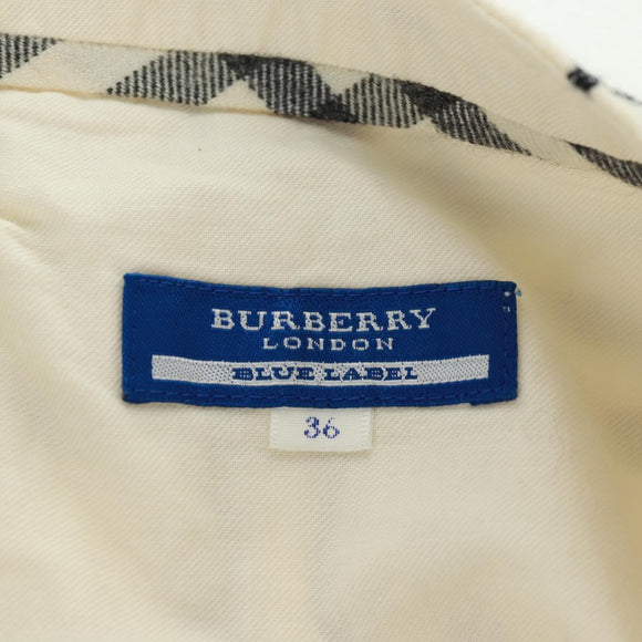 BURBERRY Nova Check Blue Label skirt Wool White Auth 169946V
