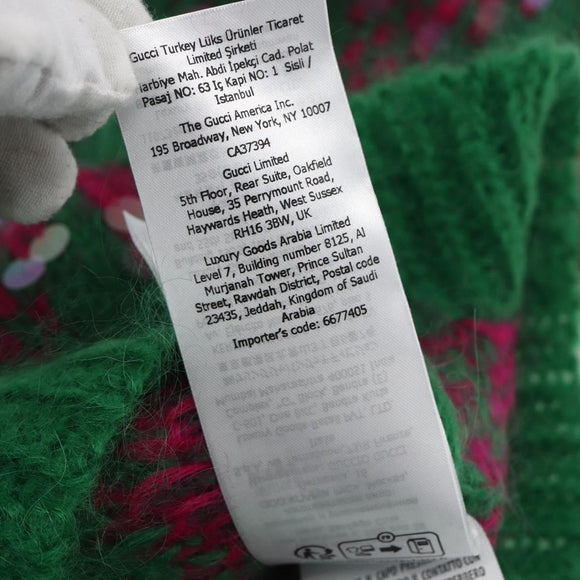 GUCCI Chevron Sequin Knit Sweater Wool Green 713233 Auth 169947V