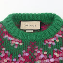 GUCCI Chevron Sequin Knit Sweater Wool Green 713233 Auth 169947V-5