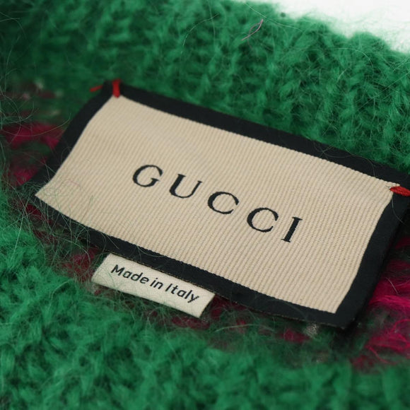 GUCCI Chevron Sequin Knit Sweater Wool Green 713233 Auth 169947V