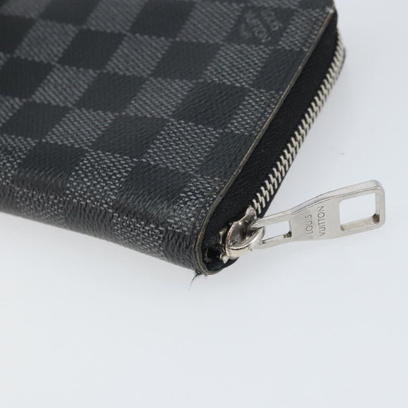LOUIS VUITTON Damier Graphite Zippy Wallet Vertical Long Wallet LV Auth 169951
