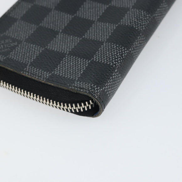 LOUIS VUITTON Damier Graphite Zippy Wallet Vertical Long Wallet LV Auth 169951