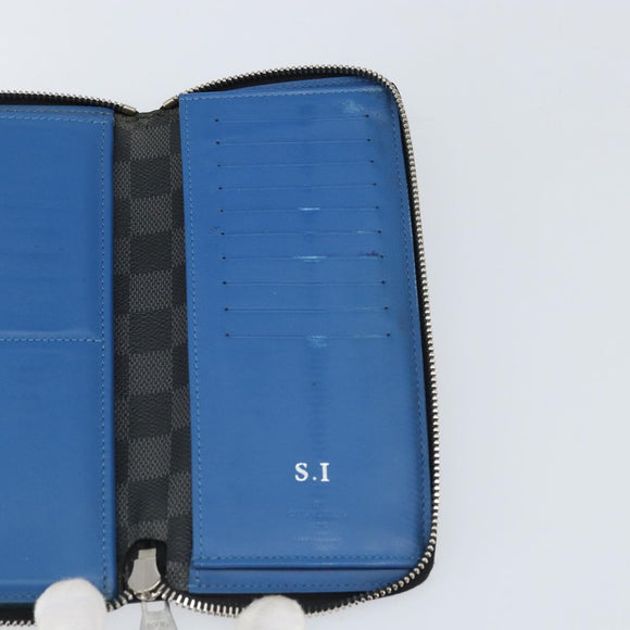 LOUIS VUITTON Damier Graphite Zippy Wallet Vertical Long Wallet LV Auth 169951