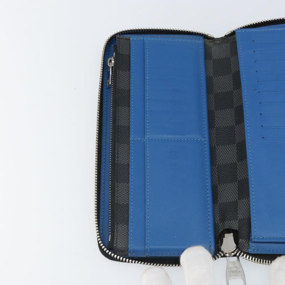 LOUIS VUITTON Damier Graphite Zippy Wallet Vertical Long Wallet LV Auth 169951