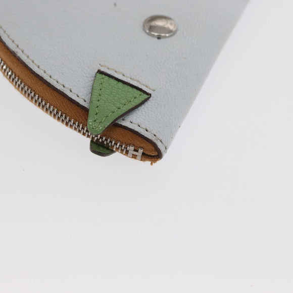 HERMES Paddock Münzbeutel Leder Hellblau Auth 169952