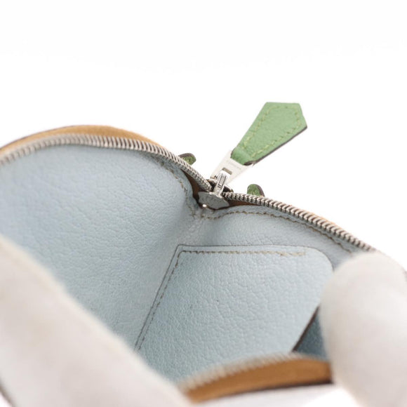 HERMES Paddock Münzbeutel Leder Hellblau Auth 169952