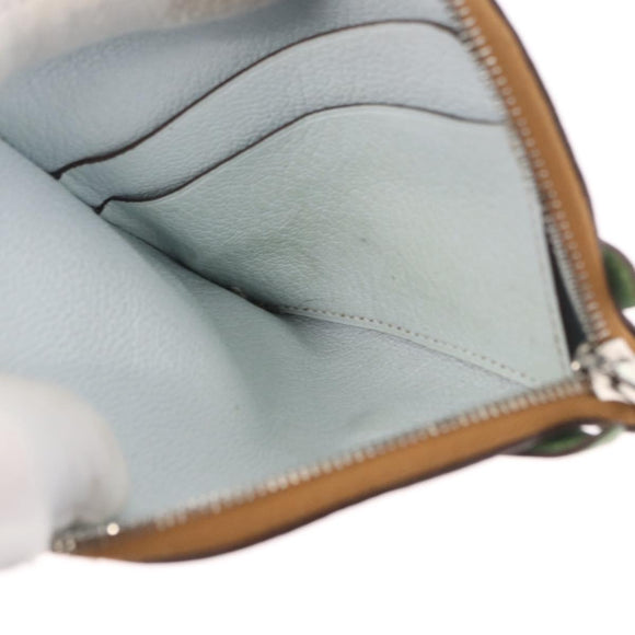 HERMES Paddock Münzbeutel Leder Hellblau Auth 169952