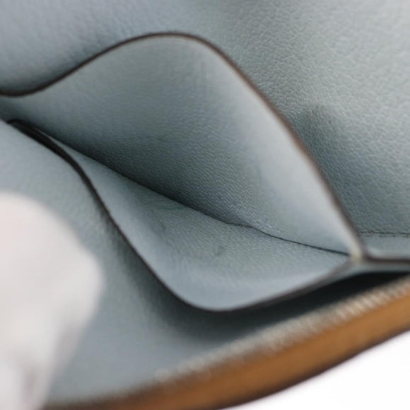 HERMES Paddock Münzbeutel Leder Hellblau Auth 169952