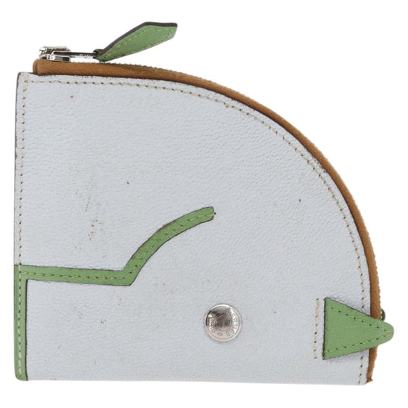 HERMES Paddock Münzbeutel Leder Hellblau Auth 169952