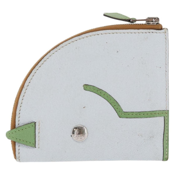 HERMES Paddock Münzbeutel Leder Hellblau Auth 169952