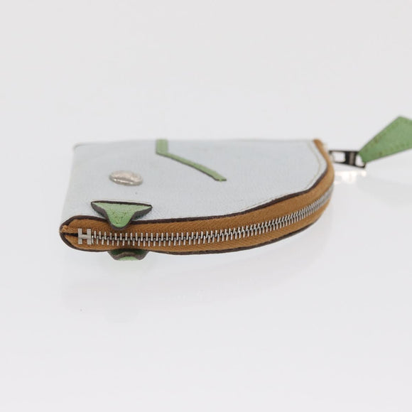 HERMES Paddock Münzbeutel Leder Hellblau Auth 169952
