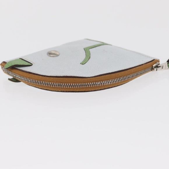 HERMES Paddock Münzbeutel Leder Hellblau Auth 169952
