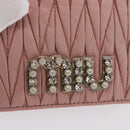 Miu Miu Matelasse Wallet Leather Pink Silver Auth 169953-8