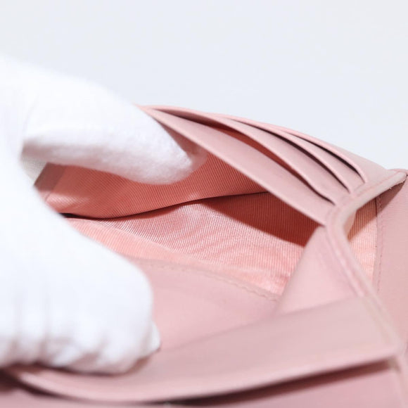 Miu Miu Matelasse Wallet Leather Pink Silver Auth 169953