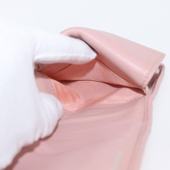 Miu Miu Matelasse Wallet Leather Pink Silver Auth 169953A