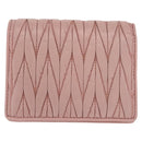 Miu Miu Matelasse Wallet Leather Pink Silver Auth 169953-2