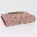 Miu Miu Matelasse Wallet Leather Pink Silver Auth 169953A-5