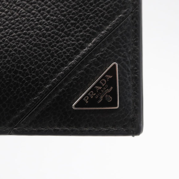 PRADA Long Wallet Leather Black Auth 169955V