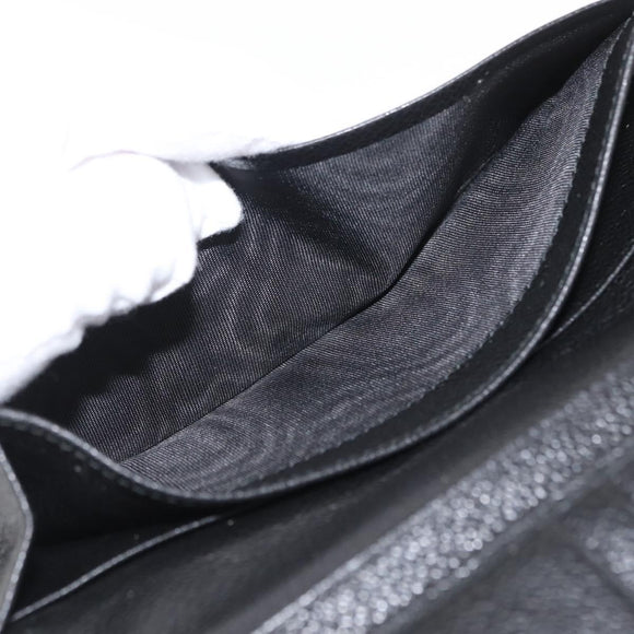 PRADA Long Wallet Leather Black Auth 169955V