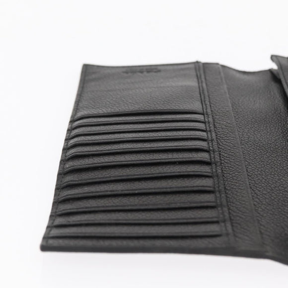 PRADA Long Wallet Leather Black Auth 169955V