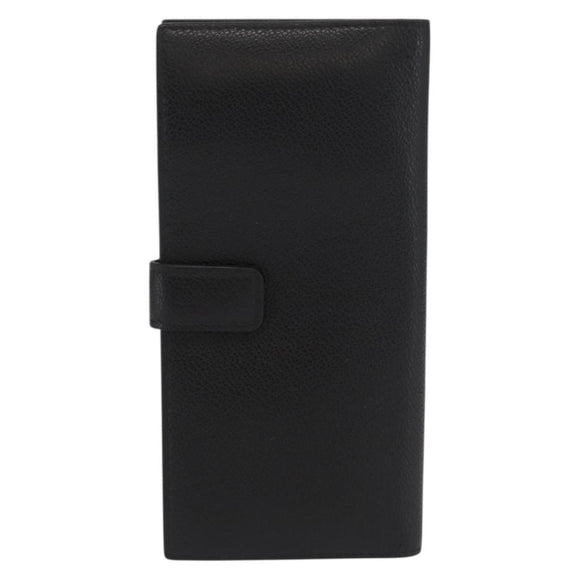 PRADA Long Wallet Leather Black Auth 169955V