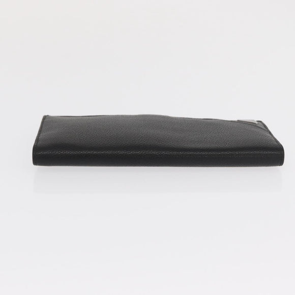 PRADA Long Wallet Leather Black Auth 169955V