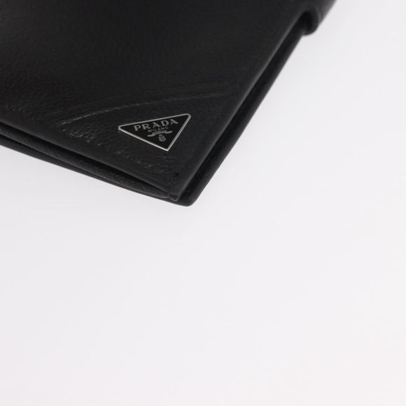 PRADA Long Wallet Leather Black Auth 169955V