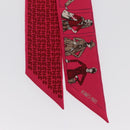 HERMES Twilly Scarf ""A person wearing Hermes"" Silk Pink Auth 169958-3