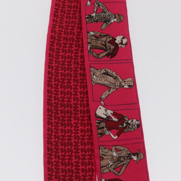 HERMES Twilly Scarf ""A person wearing Hermes"" Silk Pink Auth 169958