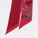 HERMES Twilly Scarf ""A person wearing Hermes"" Silk Pink Auth 169958-8