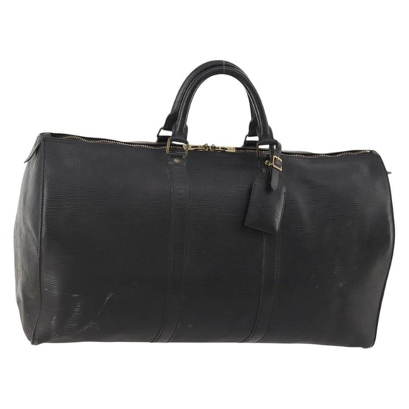 LOUIS VUITTON Epi Keepall 50 Boston Bag Black M42962 LV Auth 169987