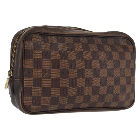 LOUIS VUITTON Damier Ebene Trousse Toilette 25 Clutch Bag N47624 LV Auth 170000A