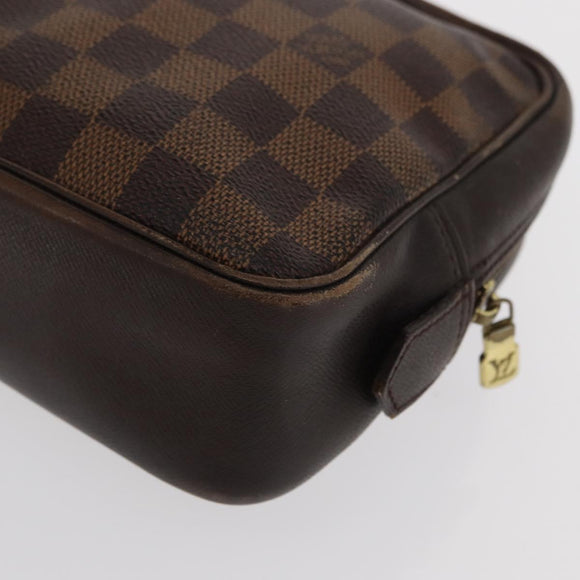 LOUIS VUITTON Damier Ebene Trousse Toilette 25 Clutch Bag N47624 LV Auth 170000A