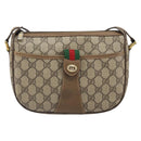GUCCI GG Supreme Web Sherry Line Bag PVC Beige Gold 89 02 032 Auth 170002-13