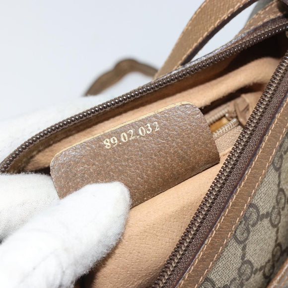 GUCCI GG Supreme Web Sherry Line Bag PVC Beige Gold 89 02 032 Auth 170002