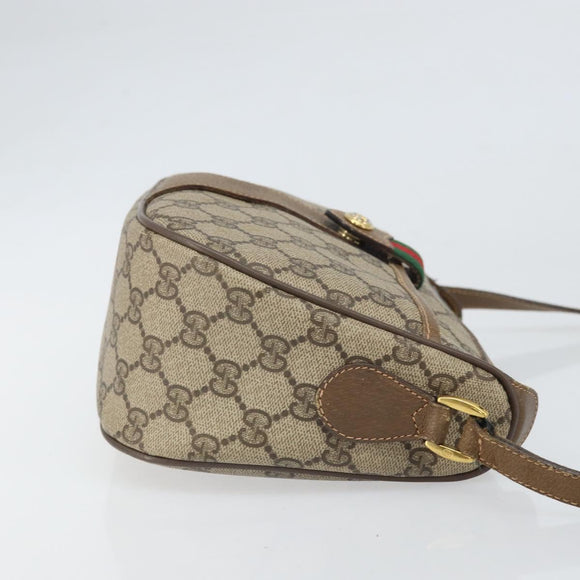 GUCCI GG Supreme Web Sherry Line Bag PVC Beige Gold 89 02 032 Auth 170002