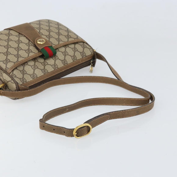 GUCCI GG Supreme Web Sherry Line Bag PVC Beige Gold 89 02 032 Auth 170002