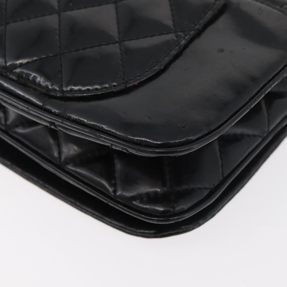 CHANEL COCO Mark Chain Shoulder Bag Patent leather Black Silver CC Auth 170006