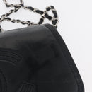 CHANEL COCO Mark Chain Shoulder Bag Patent leather Black Silver CC Auth 170006-11