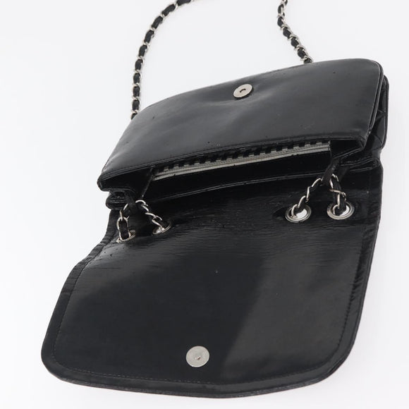 CHANEL COCO Mark Chain Shoulder Bag Patent leather Black Silver CC Auth 170006
