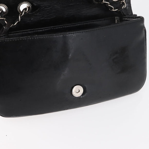 CHANEL COCO Mark Chain Shoulder Bag Patent leather Black Silver CC Auth 170006