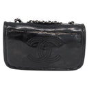 CHANEL COCO Mark Chain Shoulder Bag Patent leather Black Silver CC Auth 170006-13